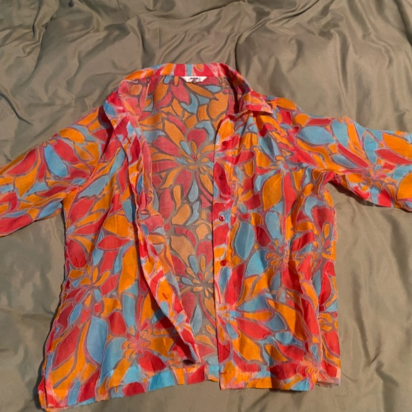 Red orange blue blouse large Alia - Picture 1 of 2